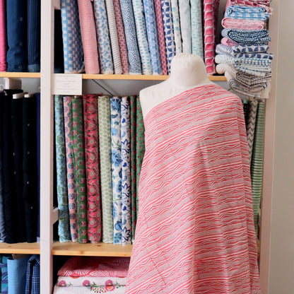 Pinked Stripe Block Print Cotton