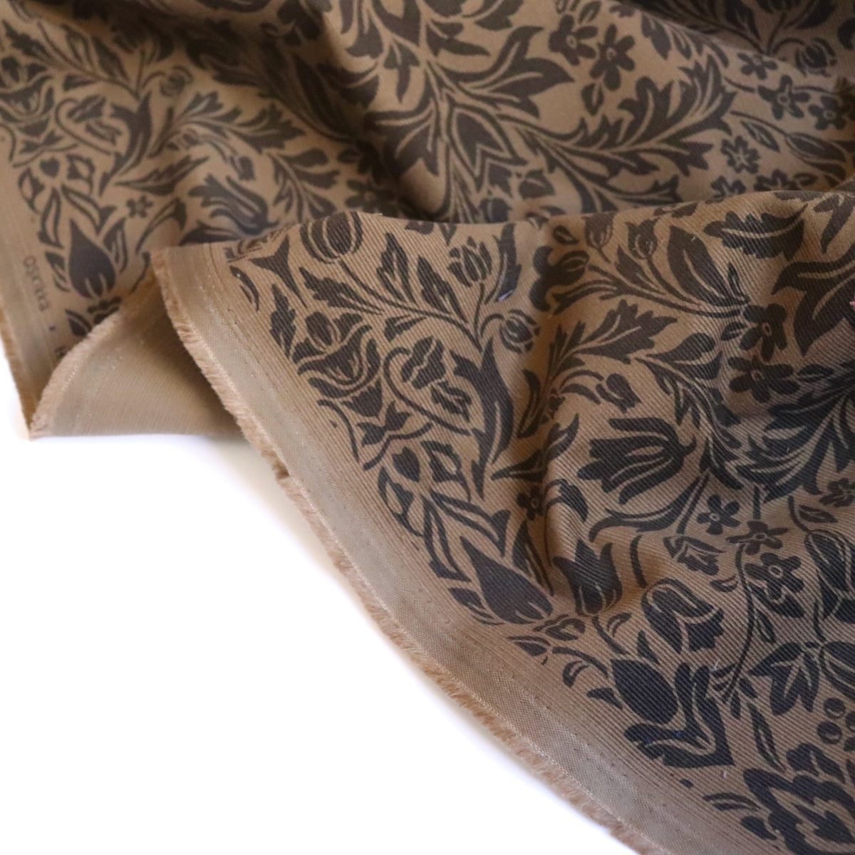 Damask Print Pinwale Corduroy — Golden Olive