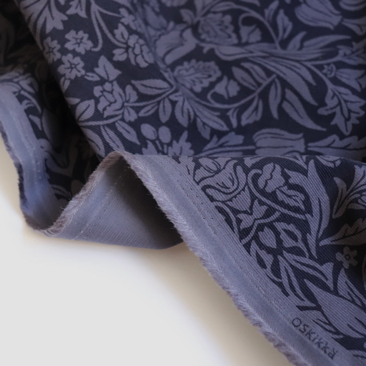 Damask Print Pinwale Corduroy — Gray Violet