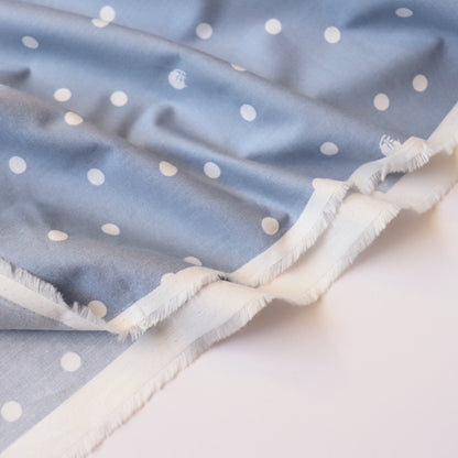 Polka Dot Cat Japanese Cotton — Gray Blue