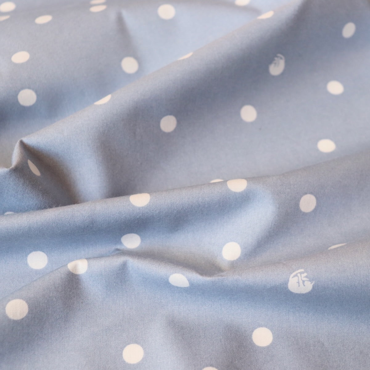 Polka Dot Cat Japanese Cotton — Gray Blue