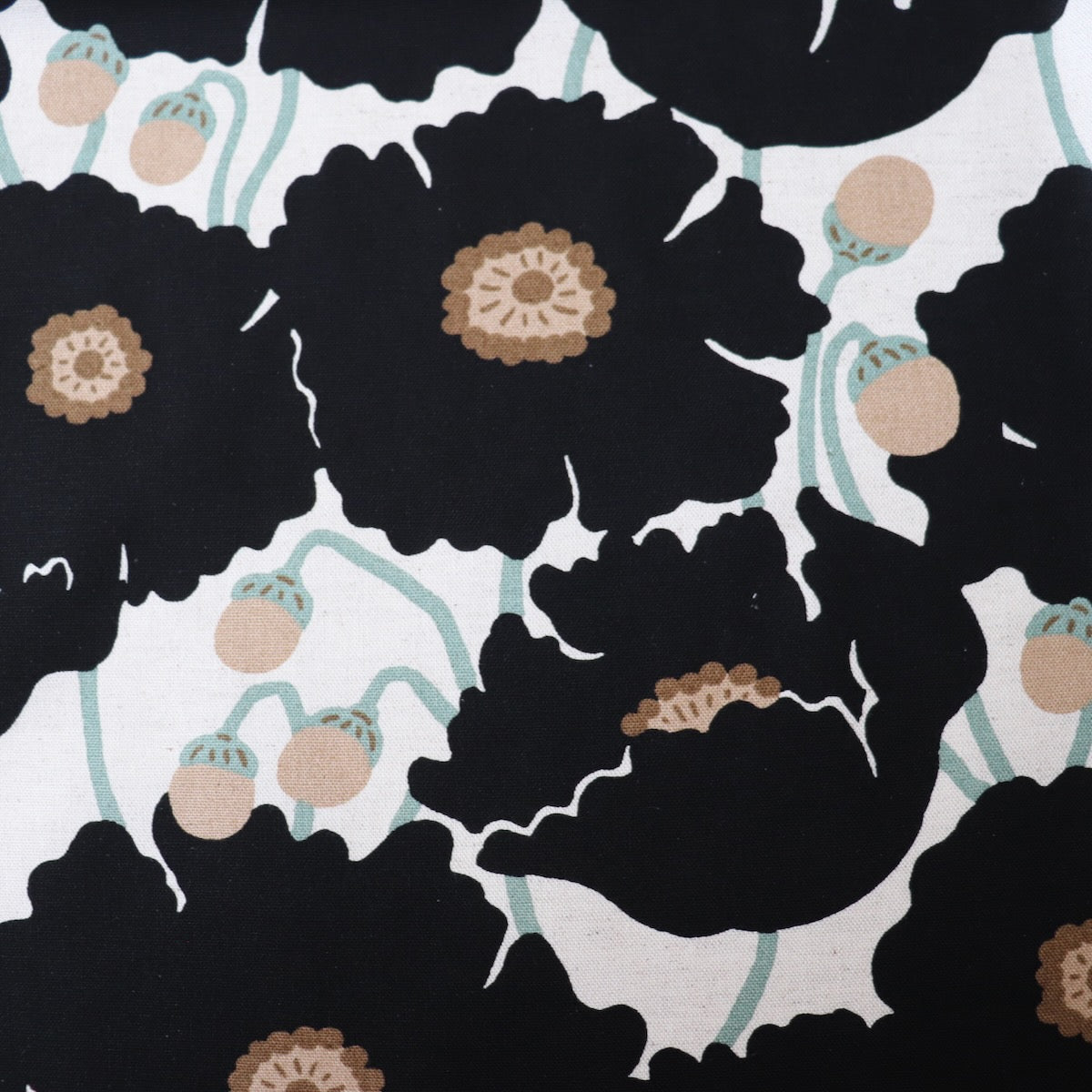 Black Poppies Cotton Linen Canvas