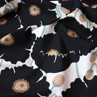 Black Poppies Cotton Linen Canvas