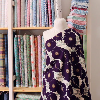 Purple Poppies Cotton Linen Canvas