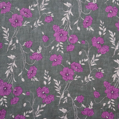Hokkoh Poppies Linen — Purple & Olive