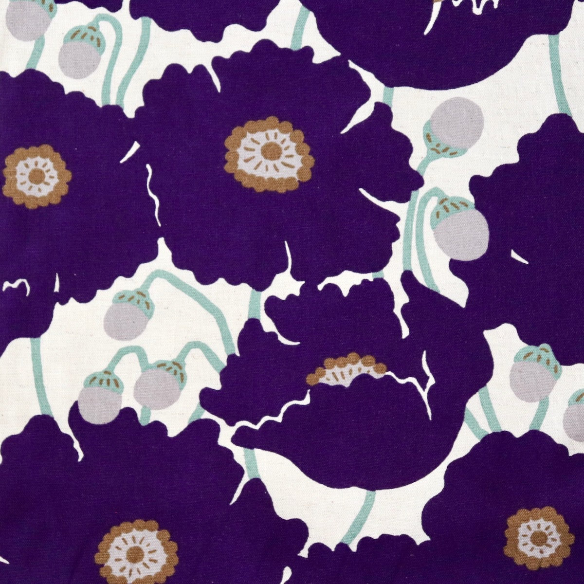 purple giant poppy print linen cotton fabric made in japan