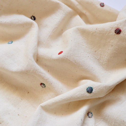 raasleela applique dot upcycled cotton fabric