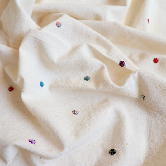 raasleela applique dot upcycled cotton fabric
