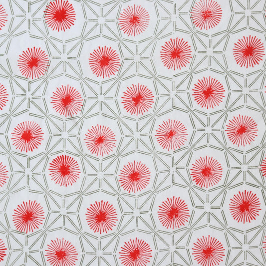 Swatch — Starburst Block Print Cotton  — Olive