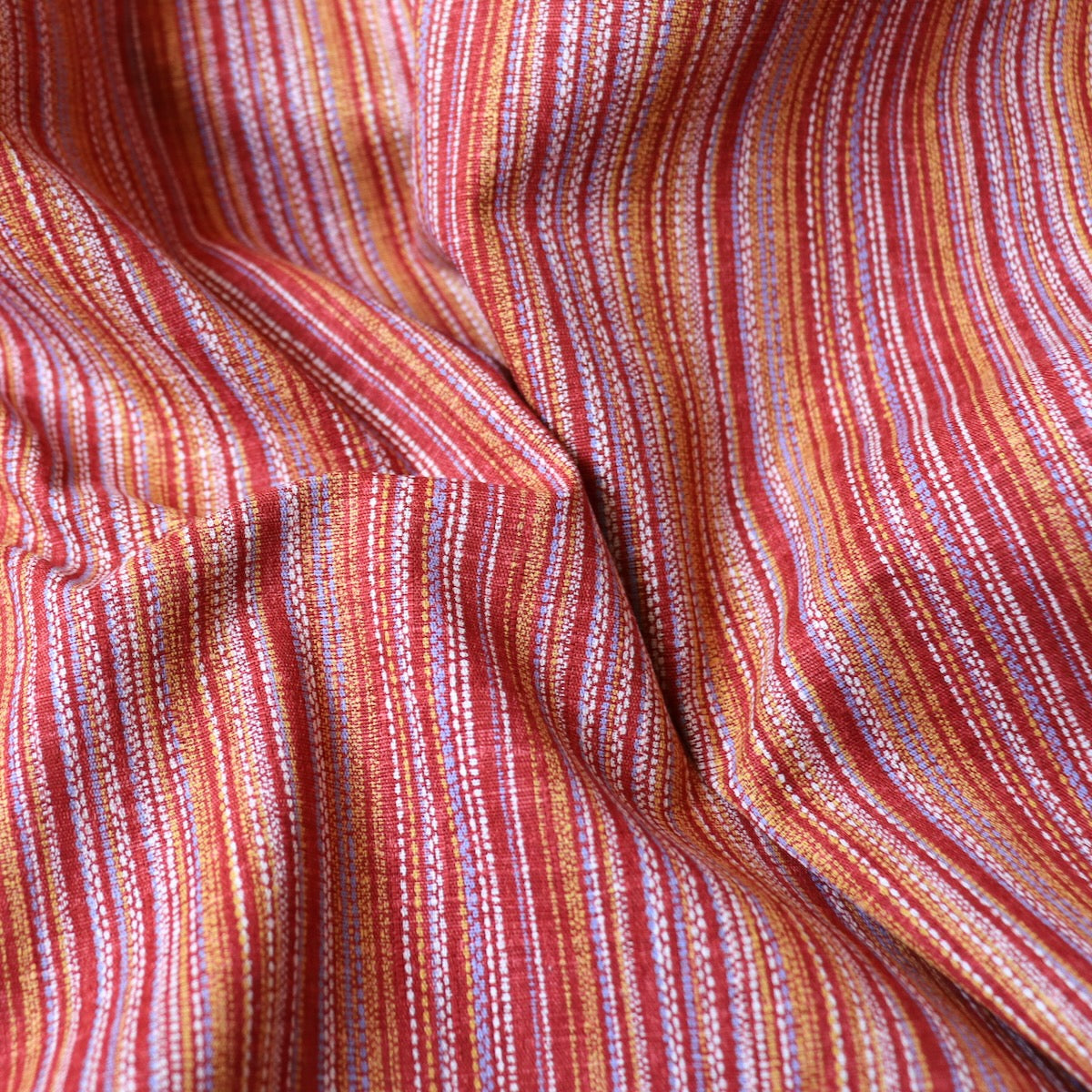 Striped Dobby Japanese Cotton Print — Red