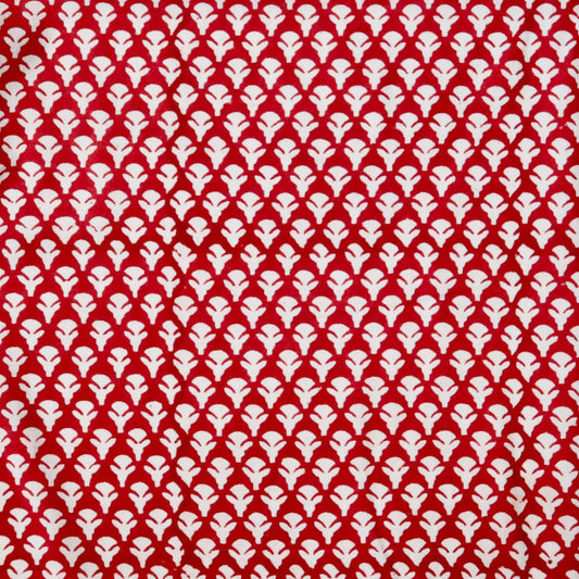 Rusty Red Sprig Block Print Cotton
