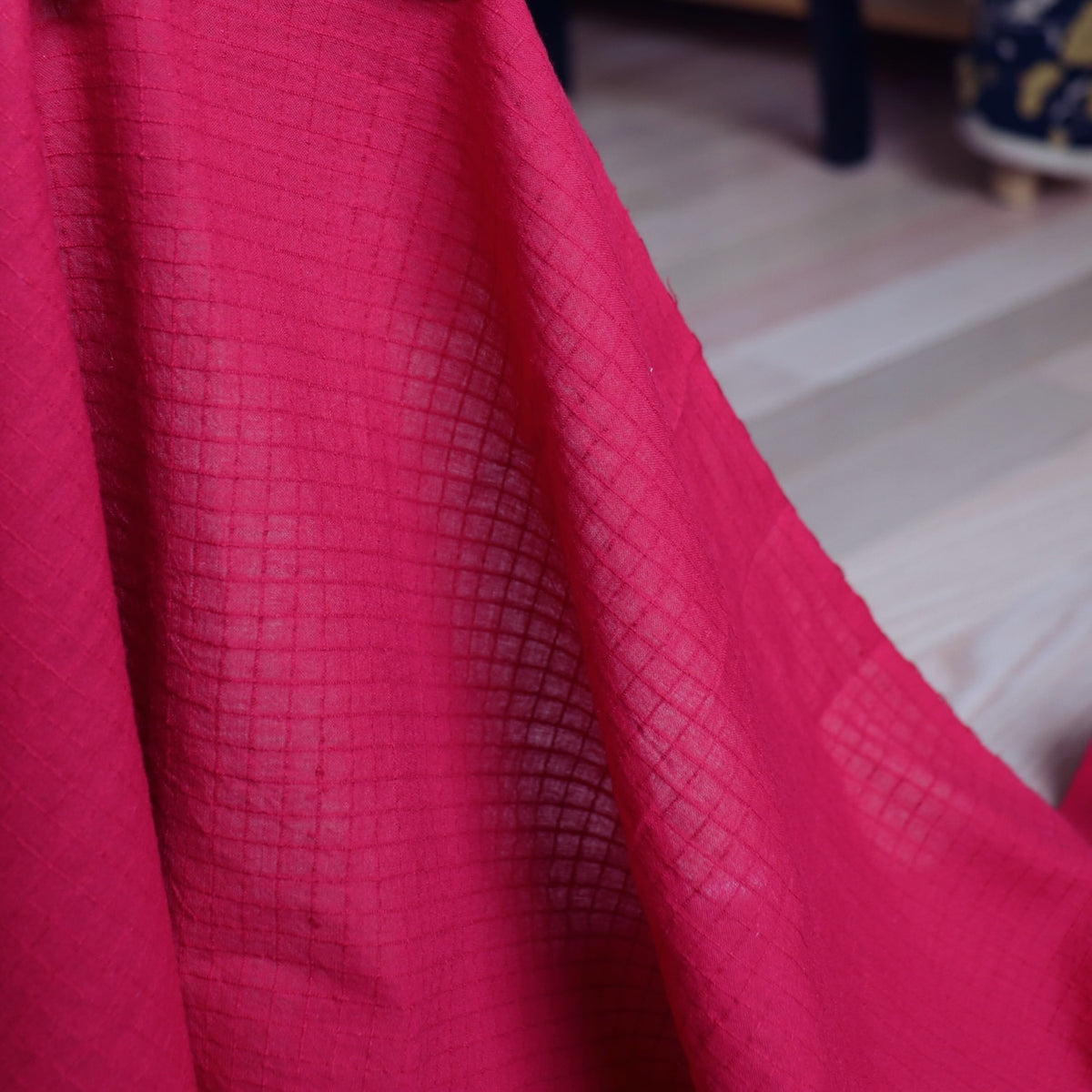 Ruby Red Check Handloom Cotton