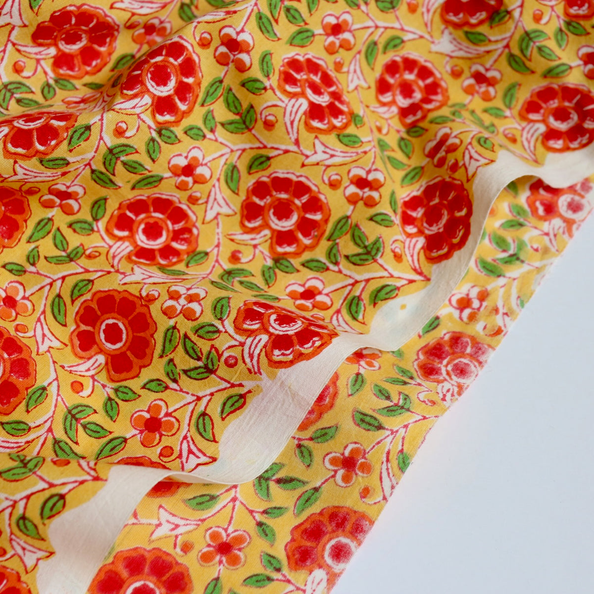 Swatch — Sunshine Floral Block Print Cotton