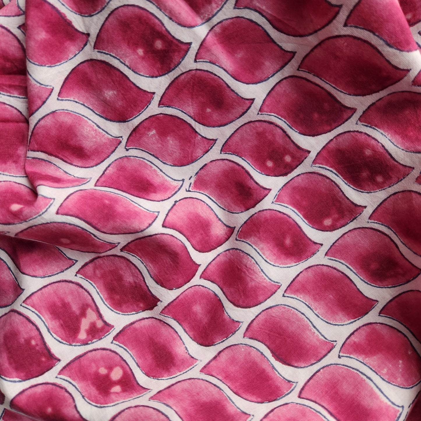 Brahma Karma Block Print — Wine Bird — 1.1 Yard Remnant — Imperfect