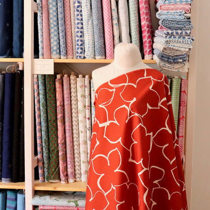 Big Red Floral Japanese Cotton Shirting