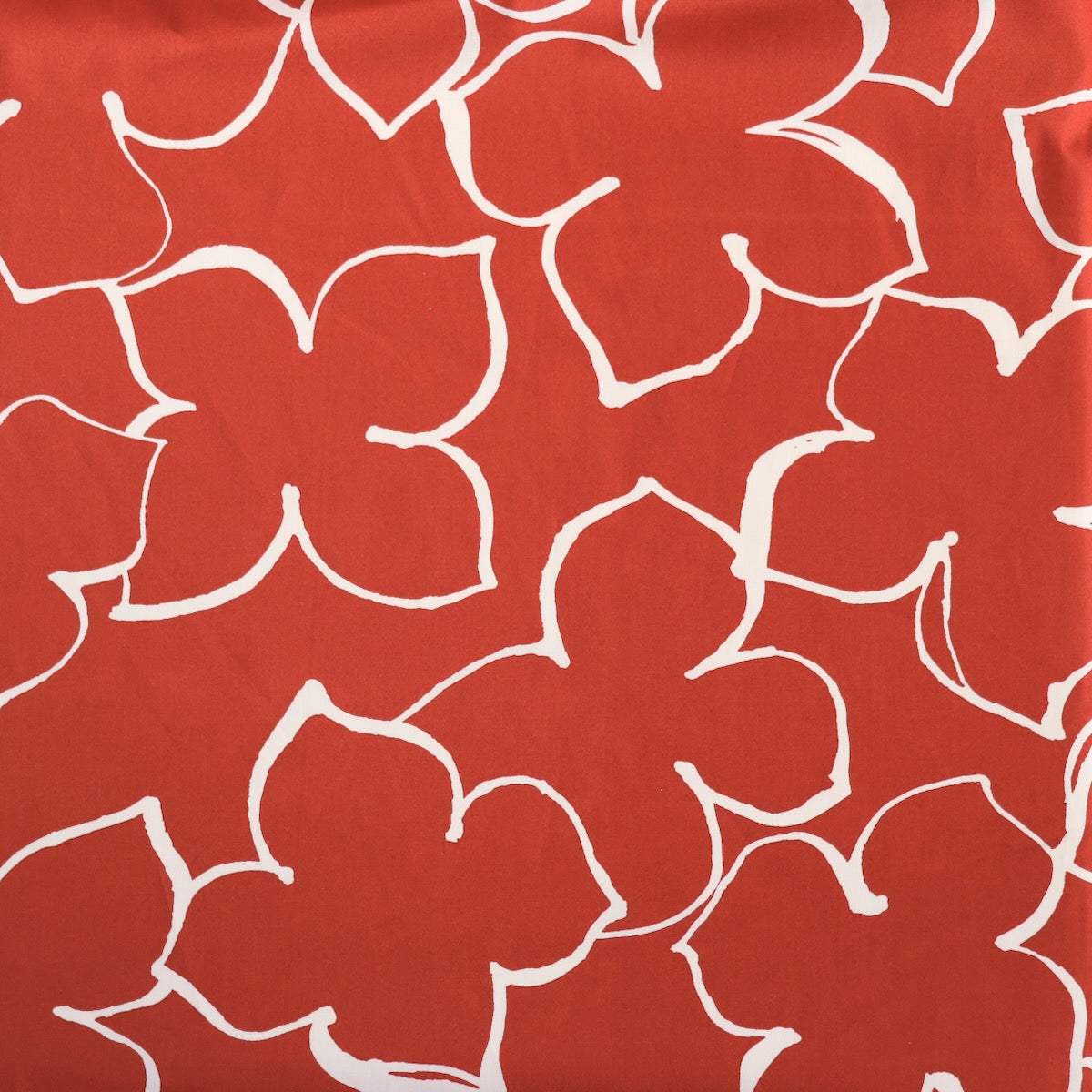 cotton fabric with oversized floral print white and brick red made in Japan