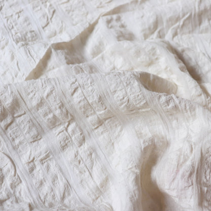 cotton seersucker fabric off-white handwoven stripe dress material made in India