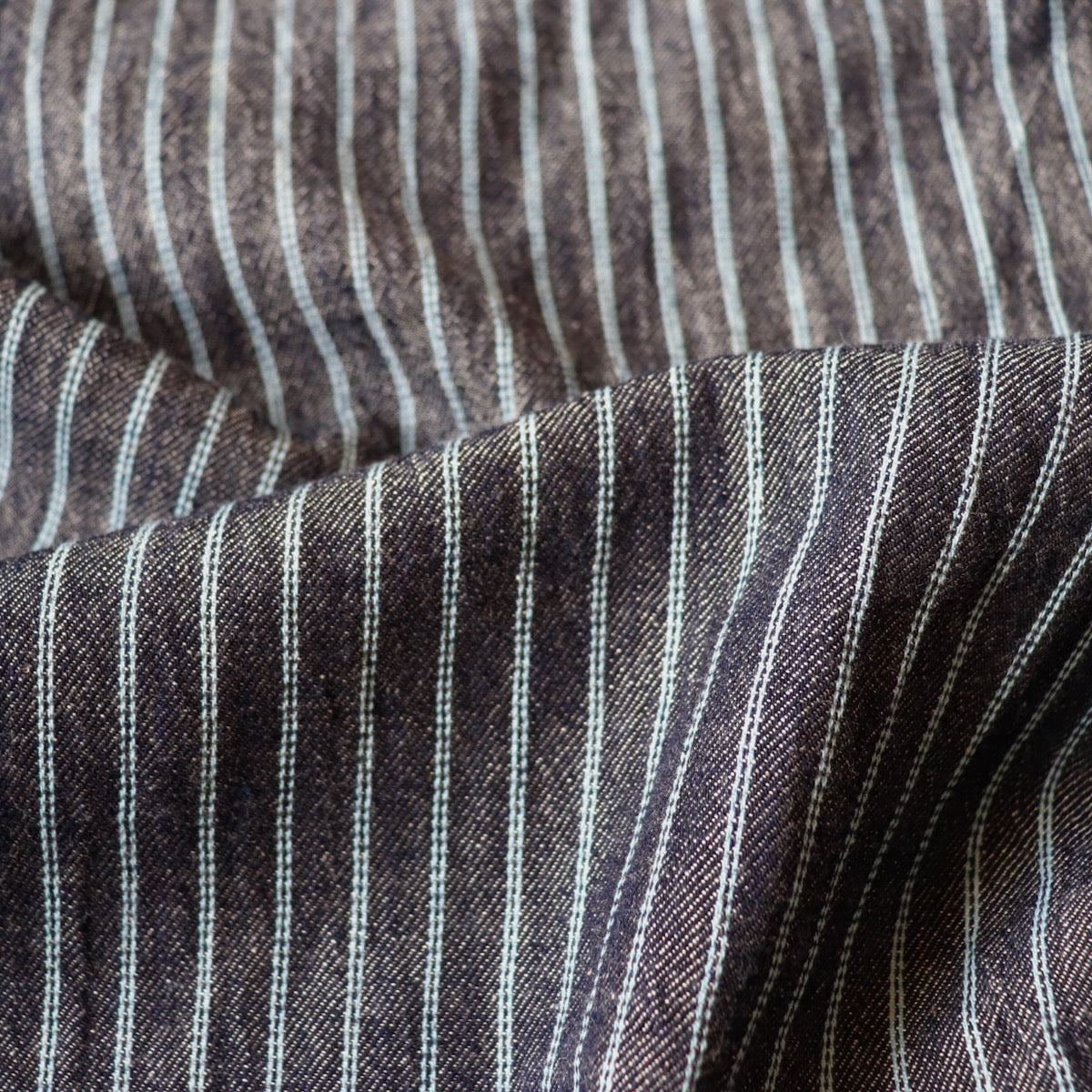 Darkest Navy Stripe Handloom Cotton Twill