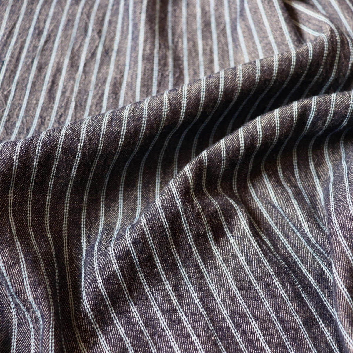 Darkest Navy Stripe Handloom Cotton Twill