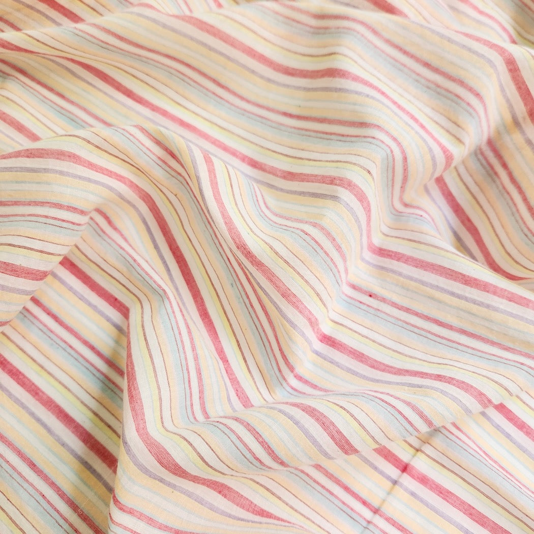colorful stripes handloom khadi cotton voile fabric