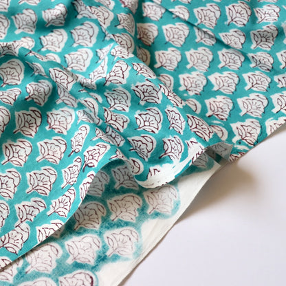 Turquoise Sprig Block Print Cotton