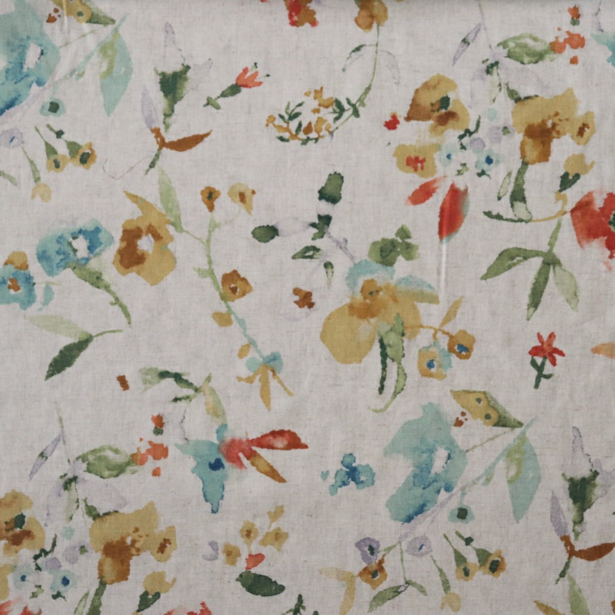 Watercolor Floral Linen Cotton — Natural
