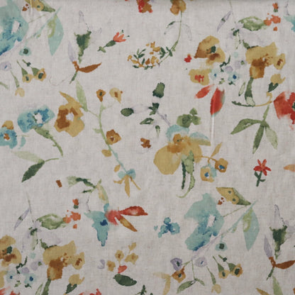Watercolor Floral Linen Cotton — Natural
