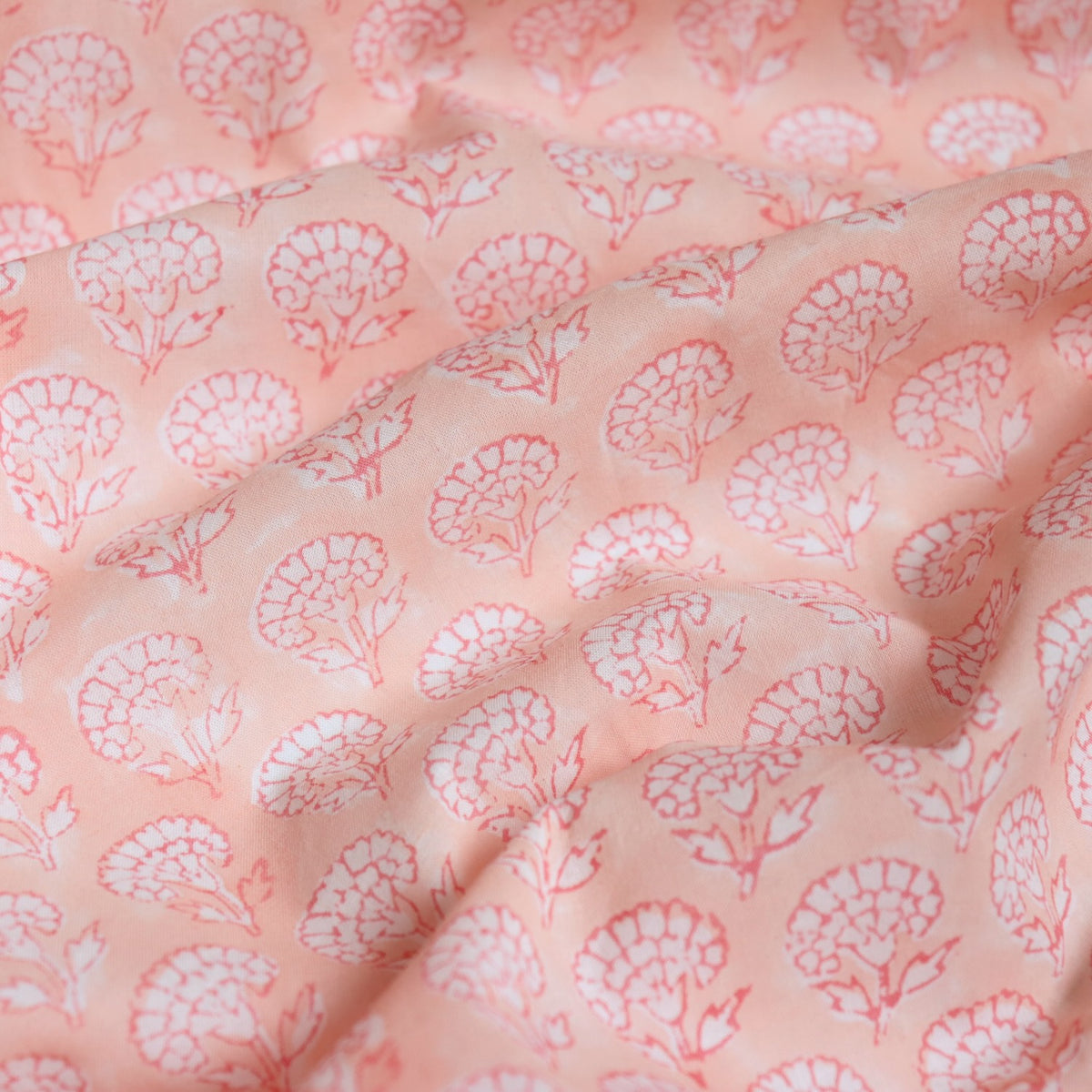 Pale Coral Block Print Cotton