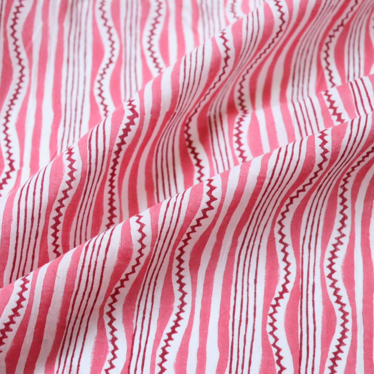 Swatch — Pinked Stripe Block Print Cotton