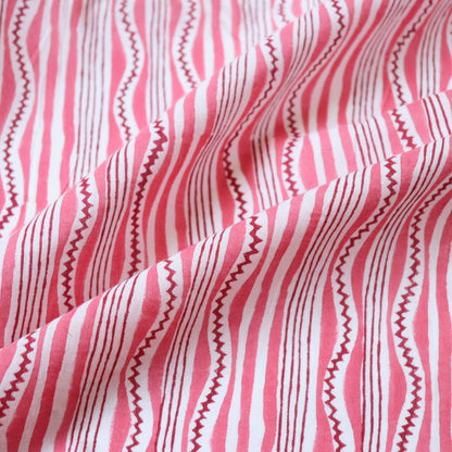 Pinked Stripe Block Print Cotton