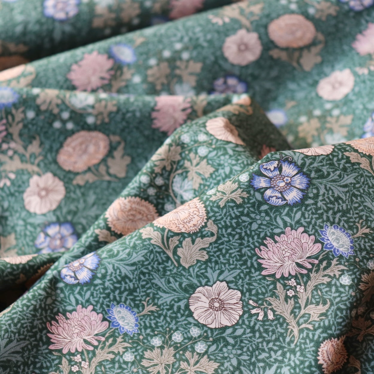 Swatch — Morrisian Floral Japanese Cotton — Ivy Green