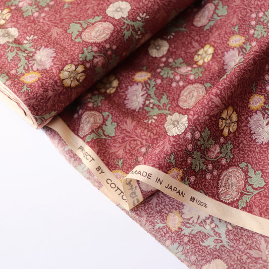 Swatch — Morrisian Floral Japanese Cotton — Cranberry Red