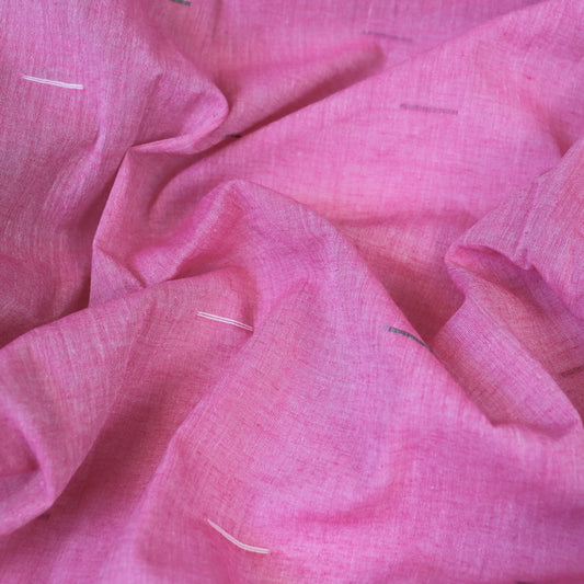 pink jamdani cotton handloom fabric for dressmaking