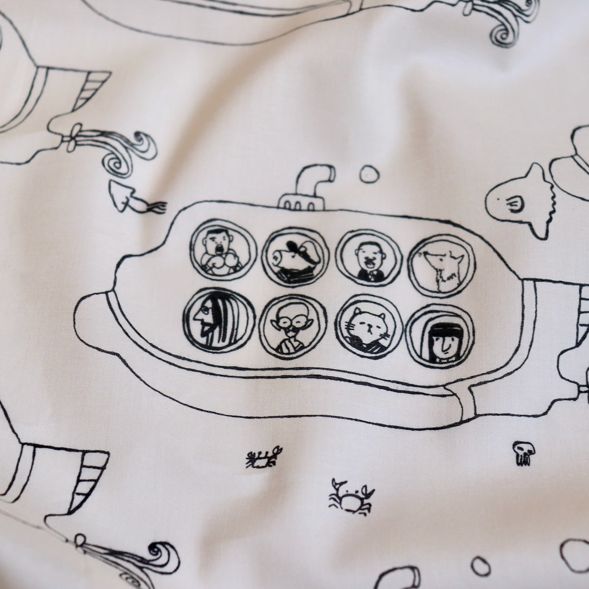 cotton fabric with submarine print made in Japan