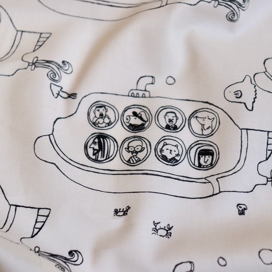 cotton fabric with submarine print made in Japan