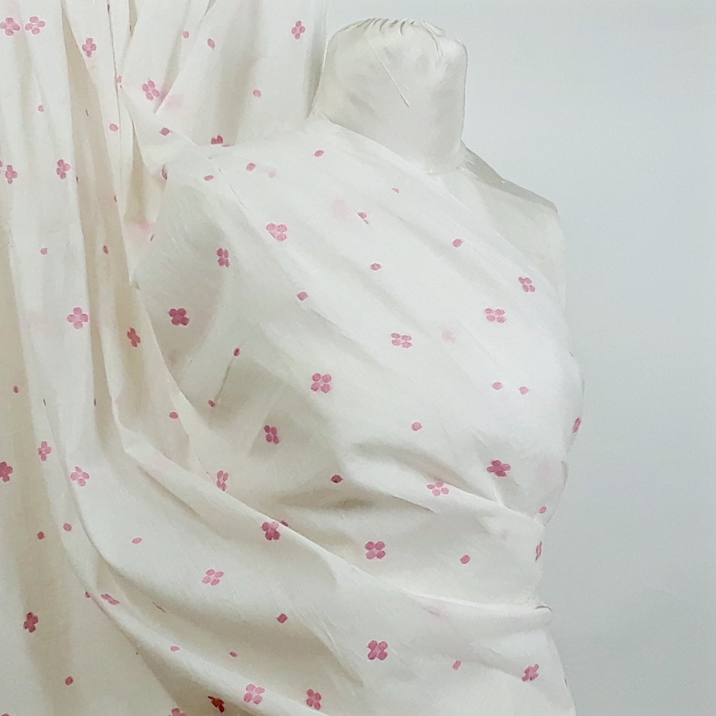 Pink Flower Jamdani Handwoven Cotton Fabric