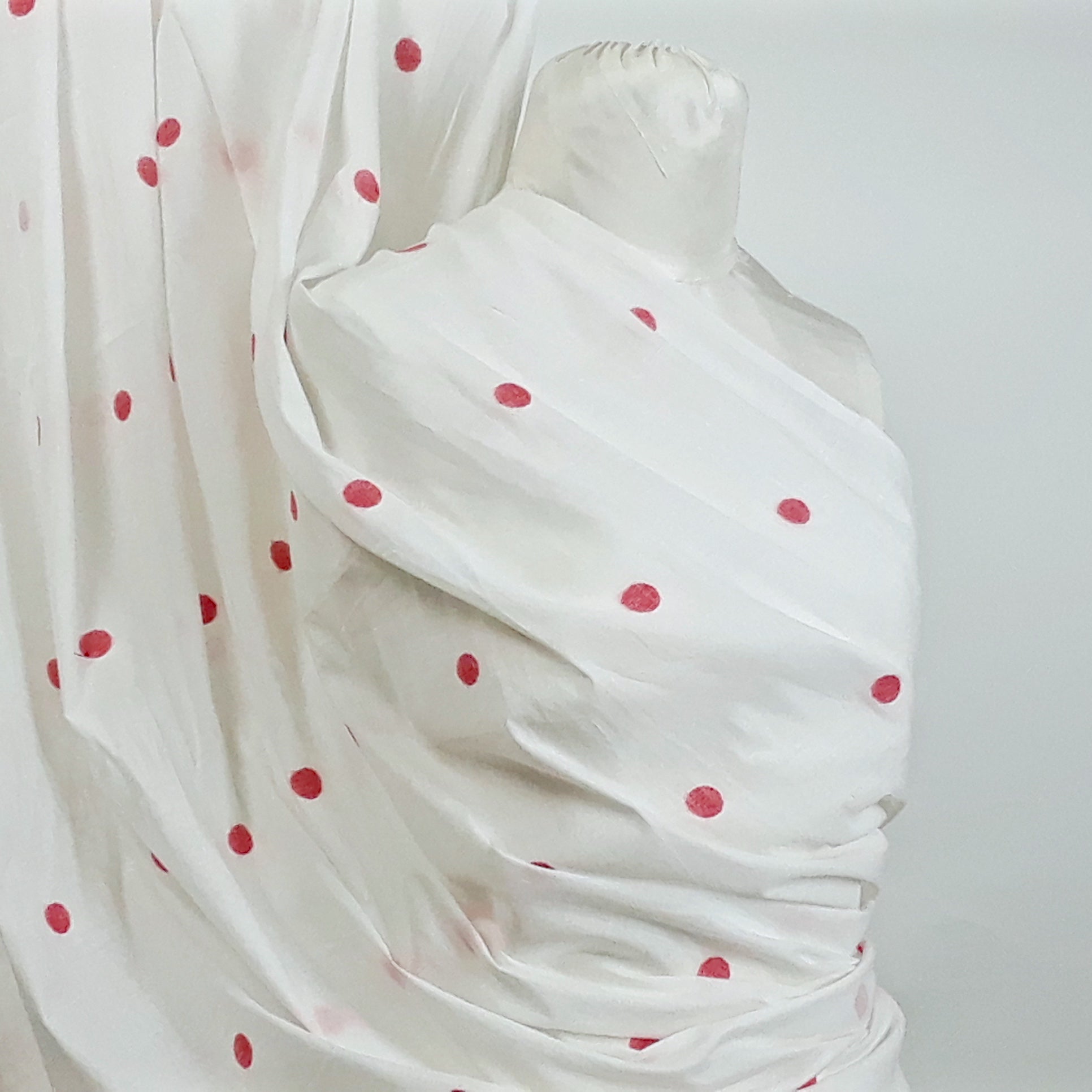 Red Polka Dots Cotton Handloom Jamdani Fabric