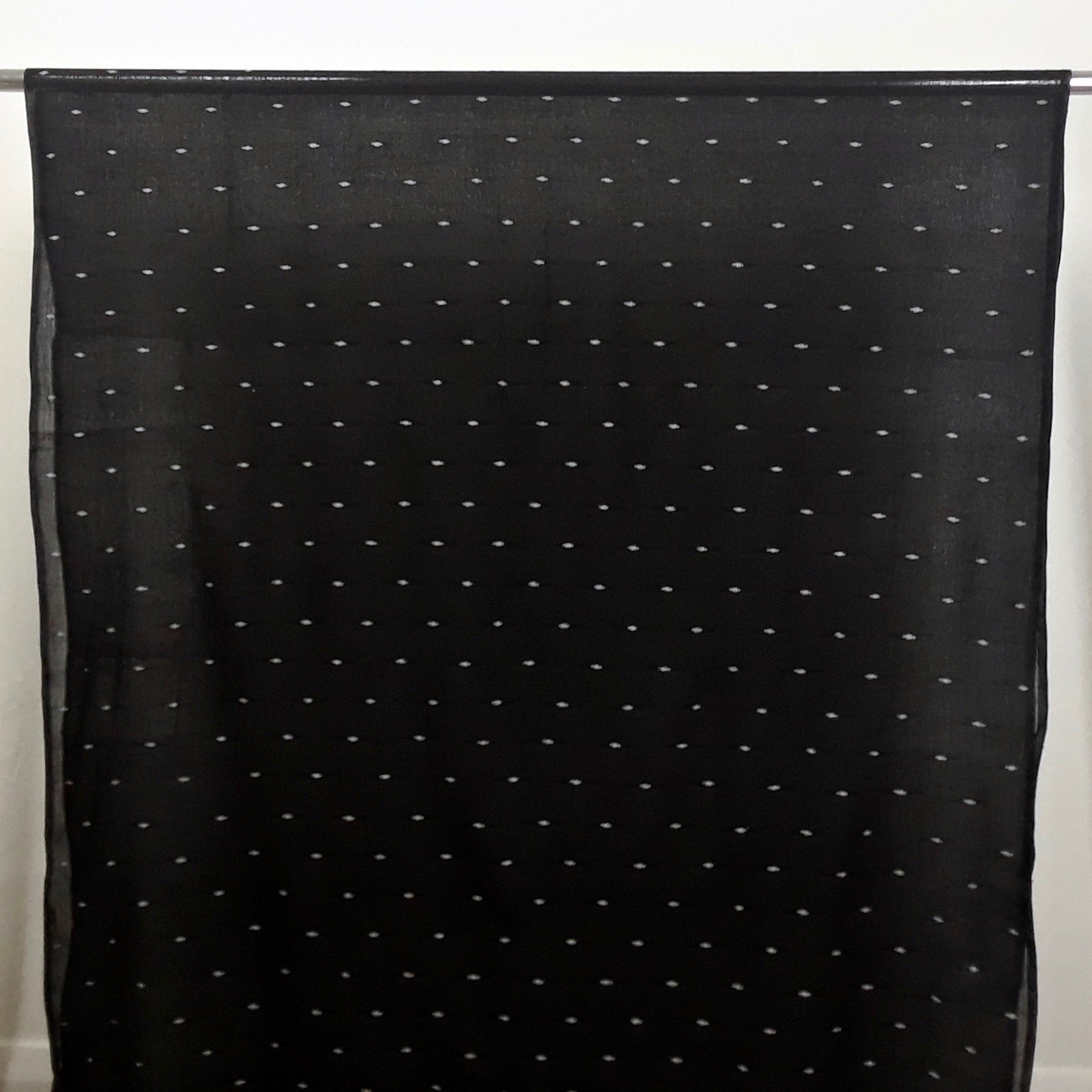 Black and White Handloom Jamdani Cotton Fabric