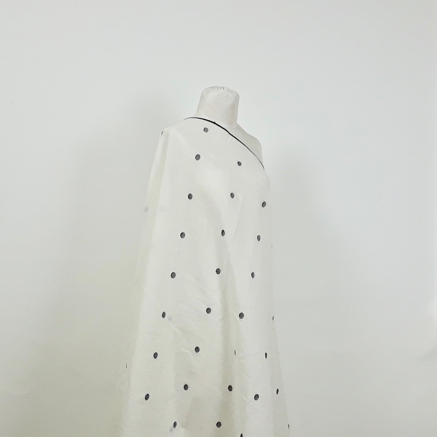Black and White Polka Dot Handloom Cotton Jamdani Fabric