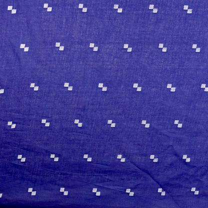 Navy and White Handloom Jamdani Cotton Fabric