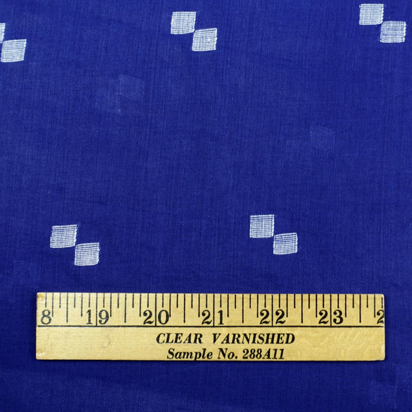 Navy and White Handloom Jamdani Cotton Fabric