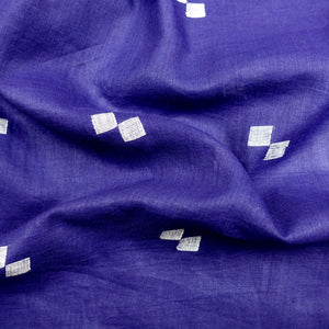 Navy and White Handloom Jamdani Cotton Fabric