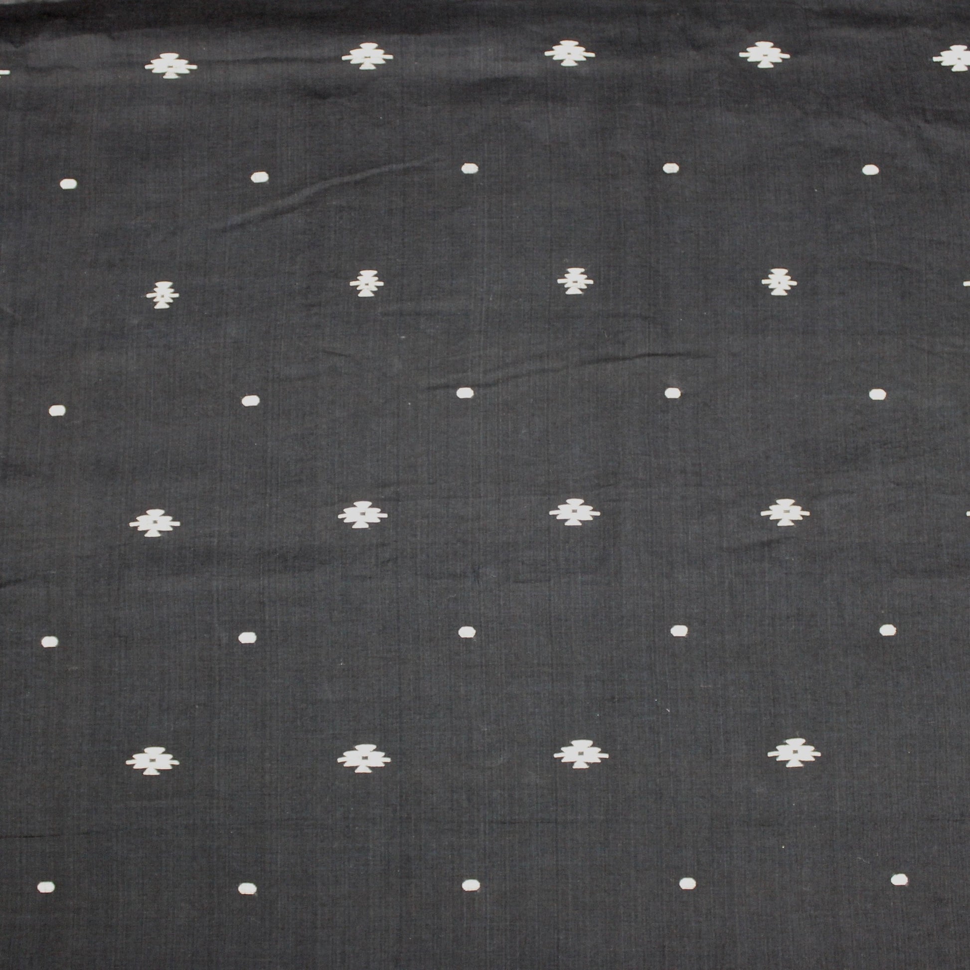 Black and White Handwoven Jamdani Cotton Fabric