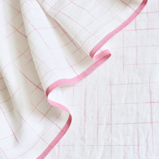 Pink Checks Handwoven Cotton Fabric