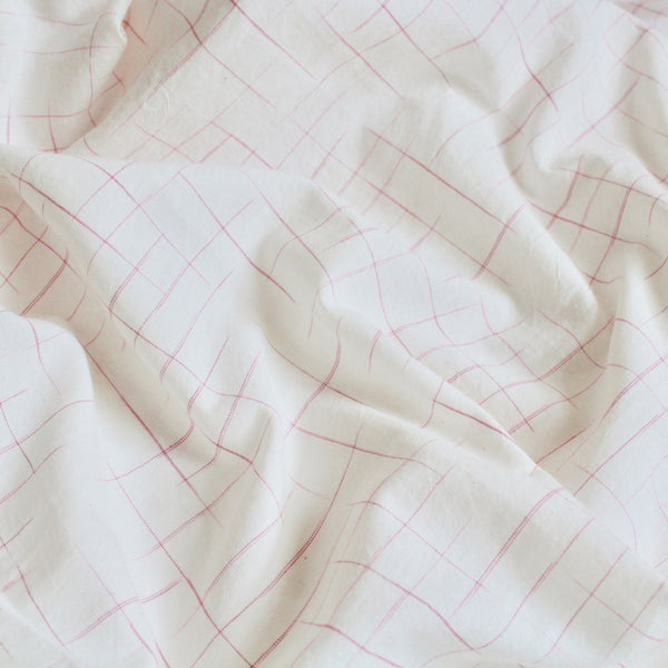 Pink Checks Handwoven Cotton Fabric