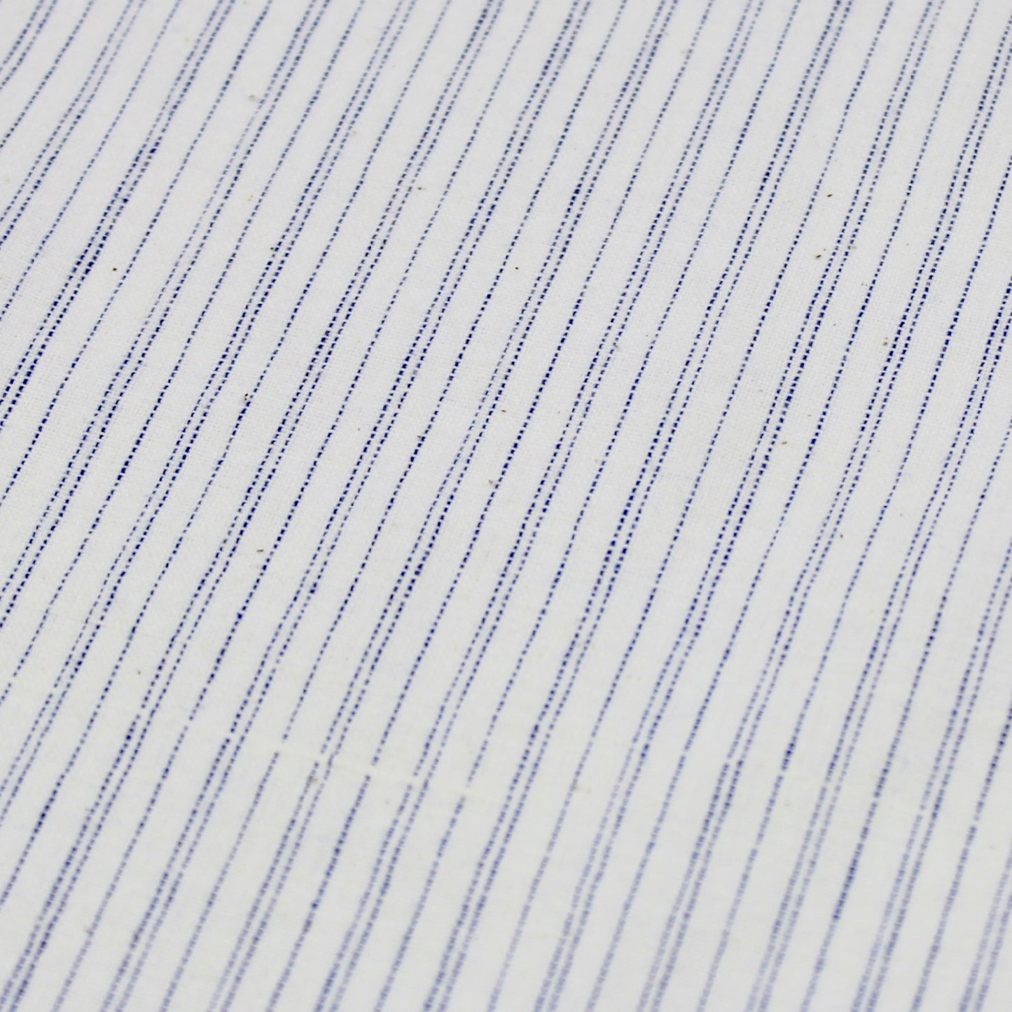 Pinstripe Handloom Khadi Cotton Fabric Blue and White
