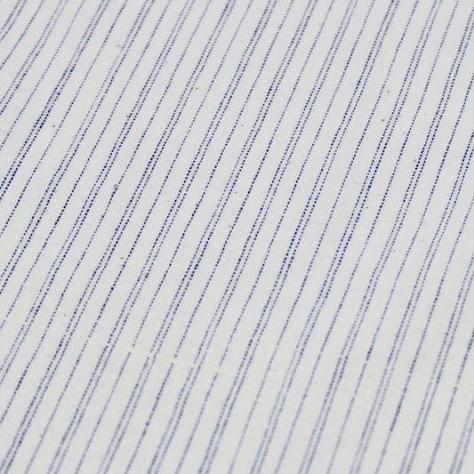 Pinstripe Handloom Khadi Cotton Fabric Blue and White