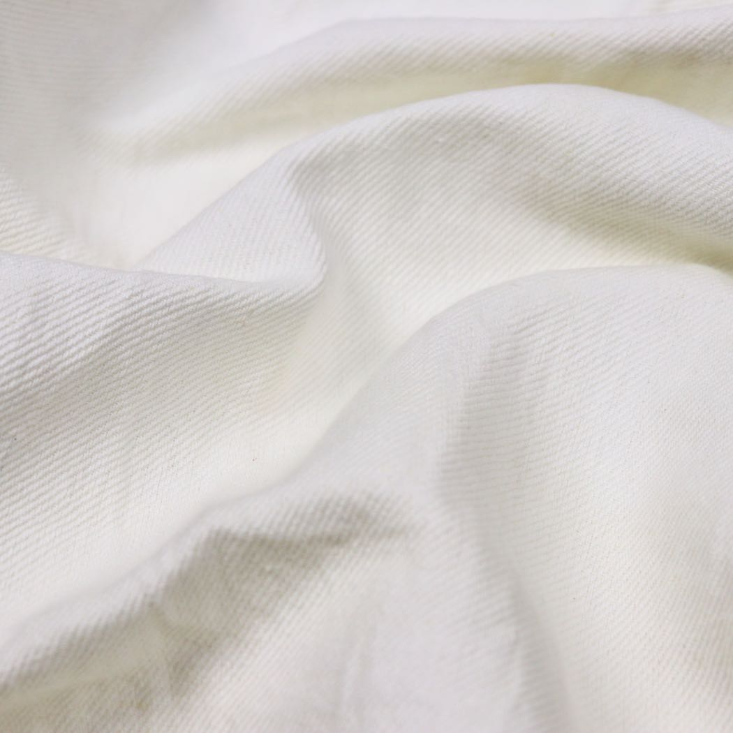 white linen cotton blend twill handwoven fabric