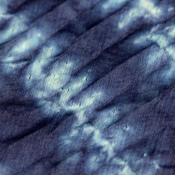 Blue Hand-dyed Shibori Silk and Cotton Fabric