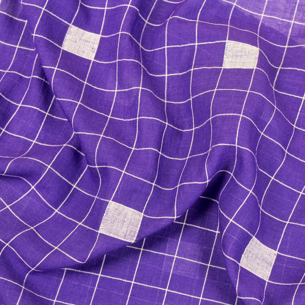 Purple Cubes Handwoven Jamdani Cotton Fabric